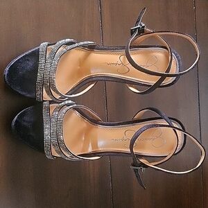 Jessica Simpson Platform Black Velvet Heels Size 7.5